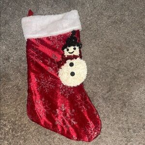 Red Velvet Stocking w/ silver snowflakes and white trim top